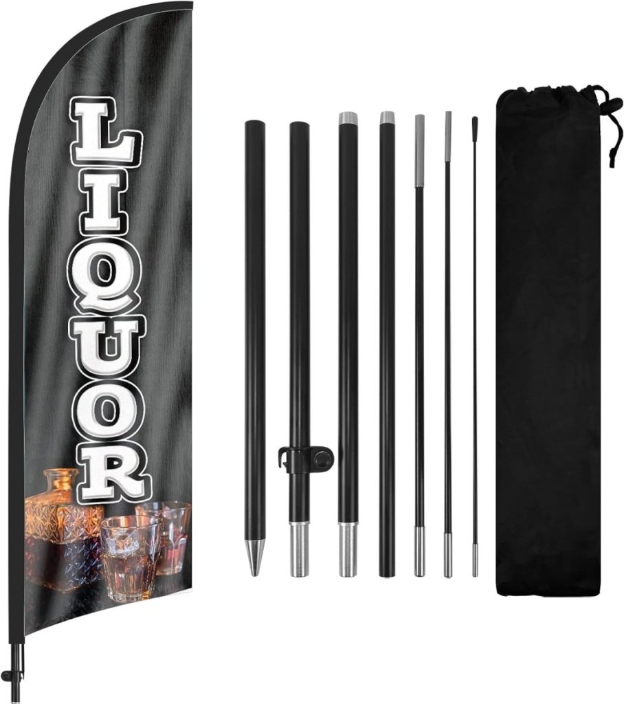 Liquor Flags - 8ft Liquor Feather Flag Kit with Pole and Stake - FSFlag