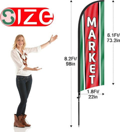 Marketing Flags - 8ft Market Feather Flag for Market Business - FSFlag