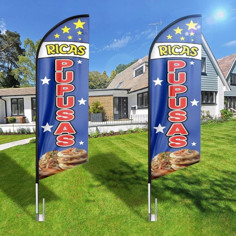 Mexican Food Banner - 8ft Ricas Pupusas Feather Flag!（Flagpole Not Included） - FSFlag