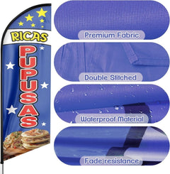 Mexican Food Banner - 8ft Ricas Pupusas Feather Flag!（Flagpole Not Included） - FSFlag