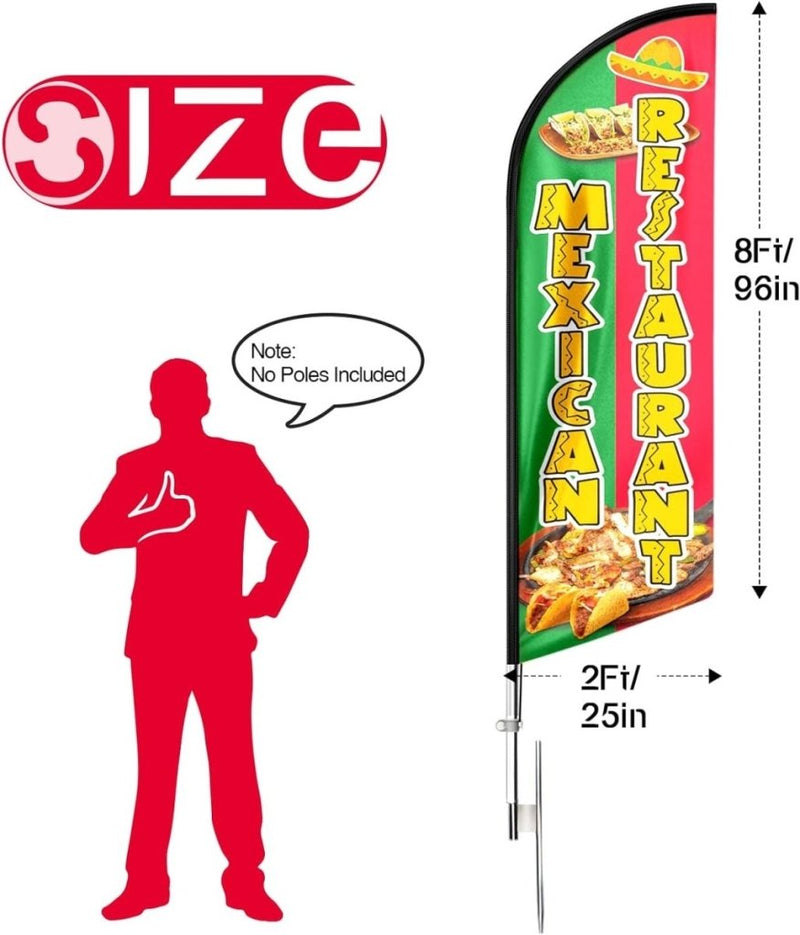 Mexican Food Flag - 8ft Mexican Restaurant Feather Flag!（Flagpole Not Included） - FSFlag