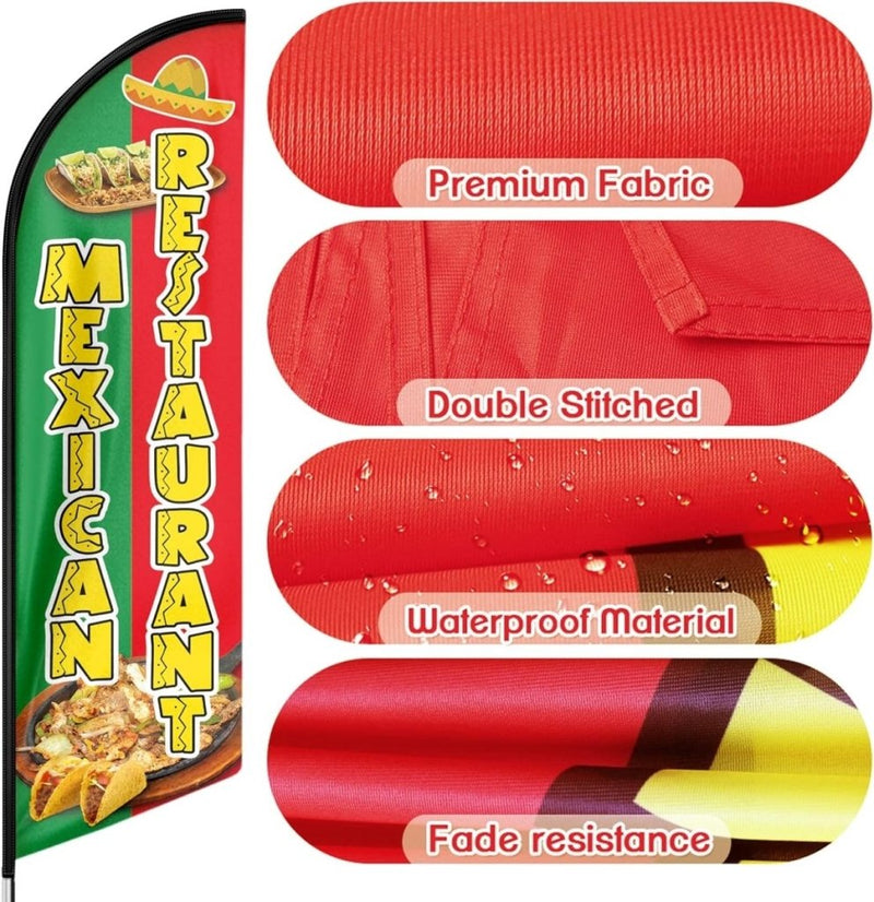 Mexican Food Flag - 8ft Mexican Restaurant Feather Flag!（Flagpole Not Included） - FSFlag
