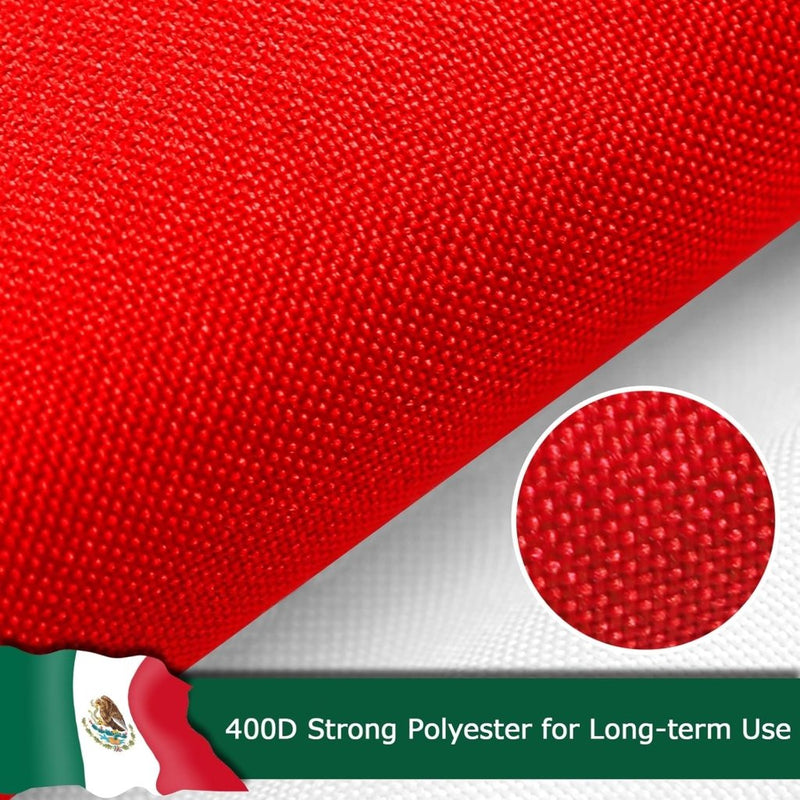 Mexico Mexican Flag for Outside, 400D Heavy Duty Polyester, Double - Sided Printing, Quadruple Stitched Fly Hem, Fade Resistant, 2 Brass Grommets