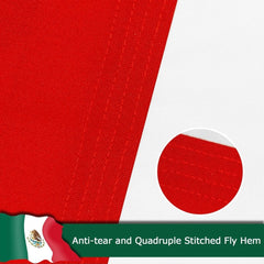 Mexico Mexican Flag for Outside, 400D Heavy Duty Polyester, Double - Sided Printing, Quadruple Stitched Fly Hem, Fade Resistant, 2 Brass Grommets