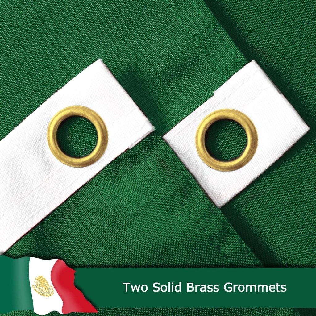 Mexico Mexican Golden Coat of Arms Flag for Outside, 400D Heavy Duty Polyester, Double - Sided Printing, Quadruple Stitched Fly Hem, Fade Resistant, 2 Brass Grommets