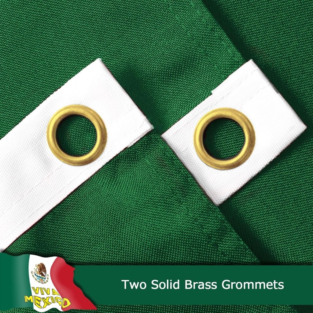 Mexico Mexican Viva Mexico Flag for Outside, 400D Heavy Duty Polyester, Double - Sided Printing, Quadruple Stitched Fly Hem, Fade Resistant, 2 Brass Grommets