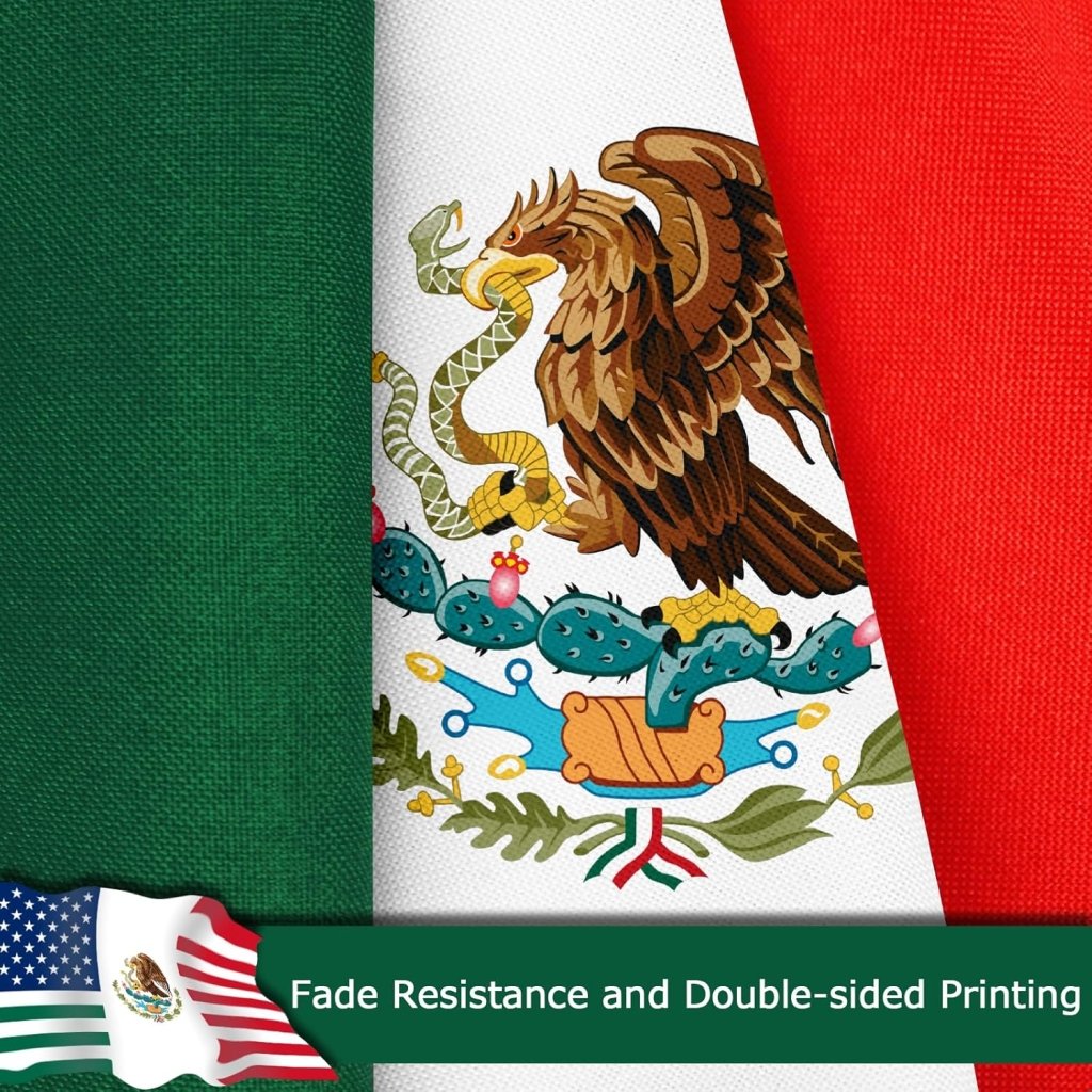 Mexico USA Friendship Flag for Outside, 400D Heavy Duty Polyester, Double - Sided Printing, Quadruple Stitched Fly Hem, Fade Resistant, 2 Brass Grommets