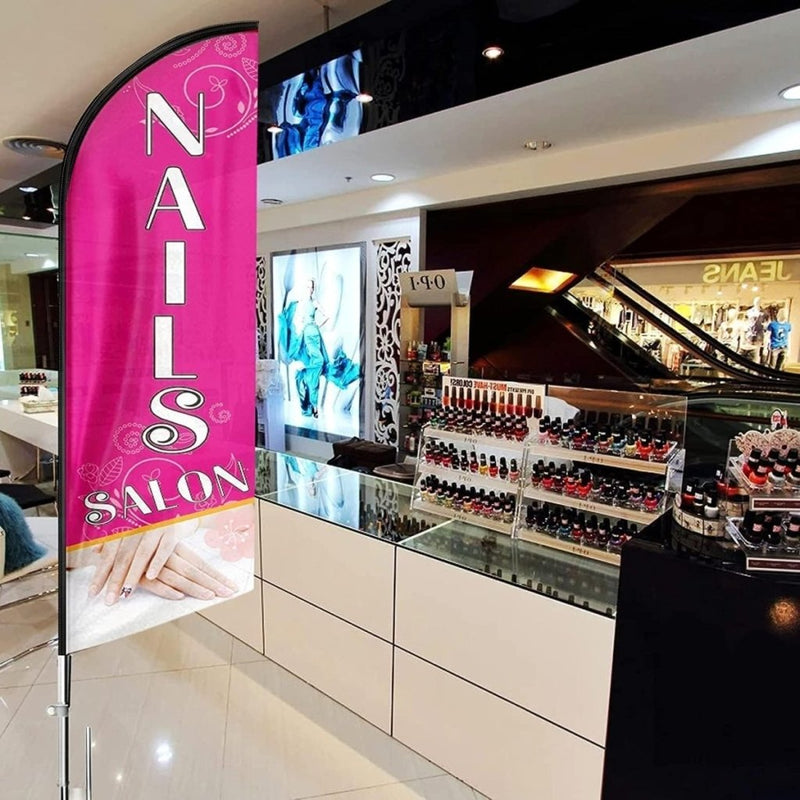 Nail Shop Sign - 11FT Nails Salon Feather Flag Kit for Nails Salon Business - FSFlag