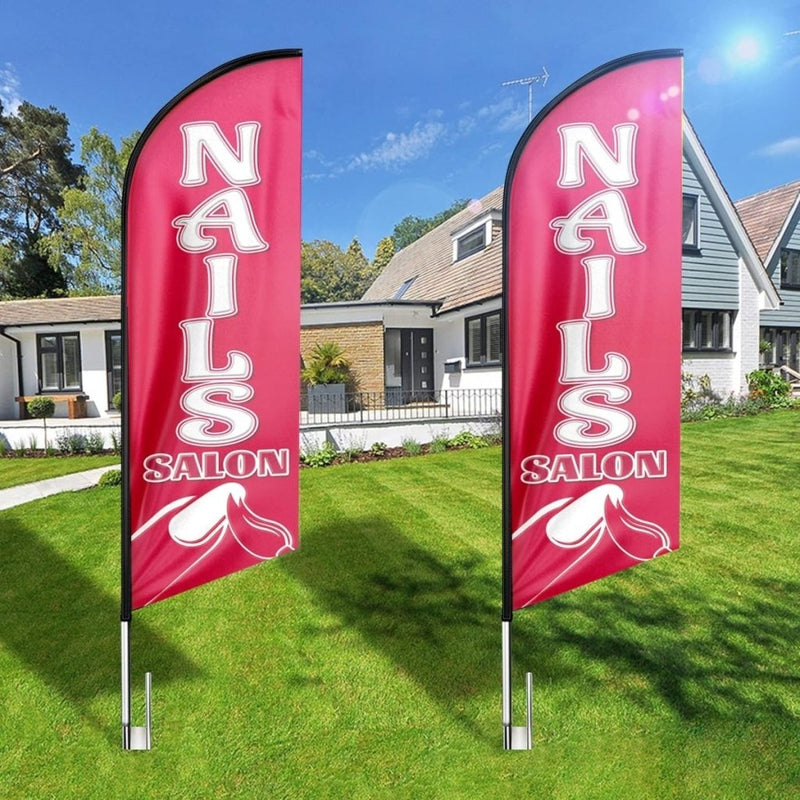 Nail Shop Sign - 8Ft Nails Salon Feather Flag for Nails Salon Business（Flagpole Not Included） - FSFlag