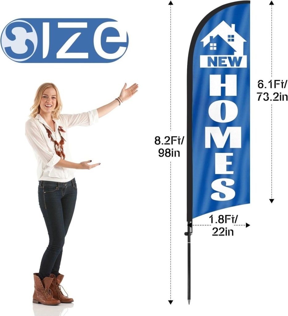 New Homes Sign - 8FT New Homes Feather Flags With Flag Pole and Ground Stake - FSFlag