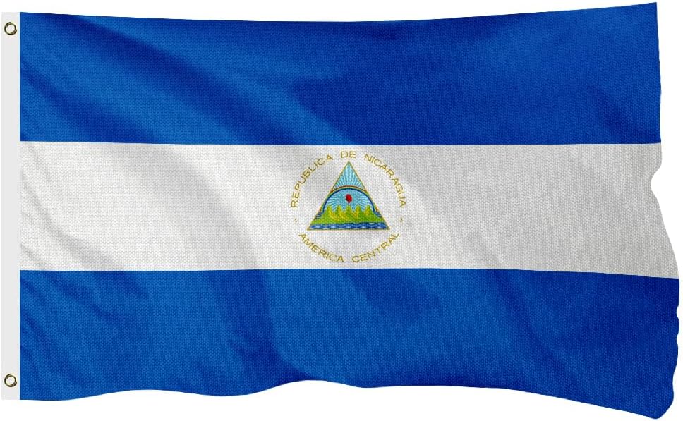 Nicaragua Nicaraguan Flag for Outside, 400D Heavy Duty Polyester, Double - Sided Printing, Quadruple Stitched Fly Hem, Fade Resistant, 2 Brass Grommets