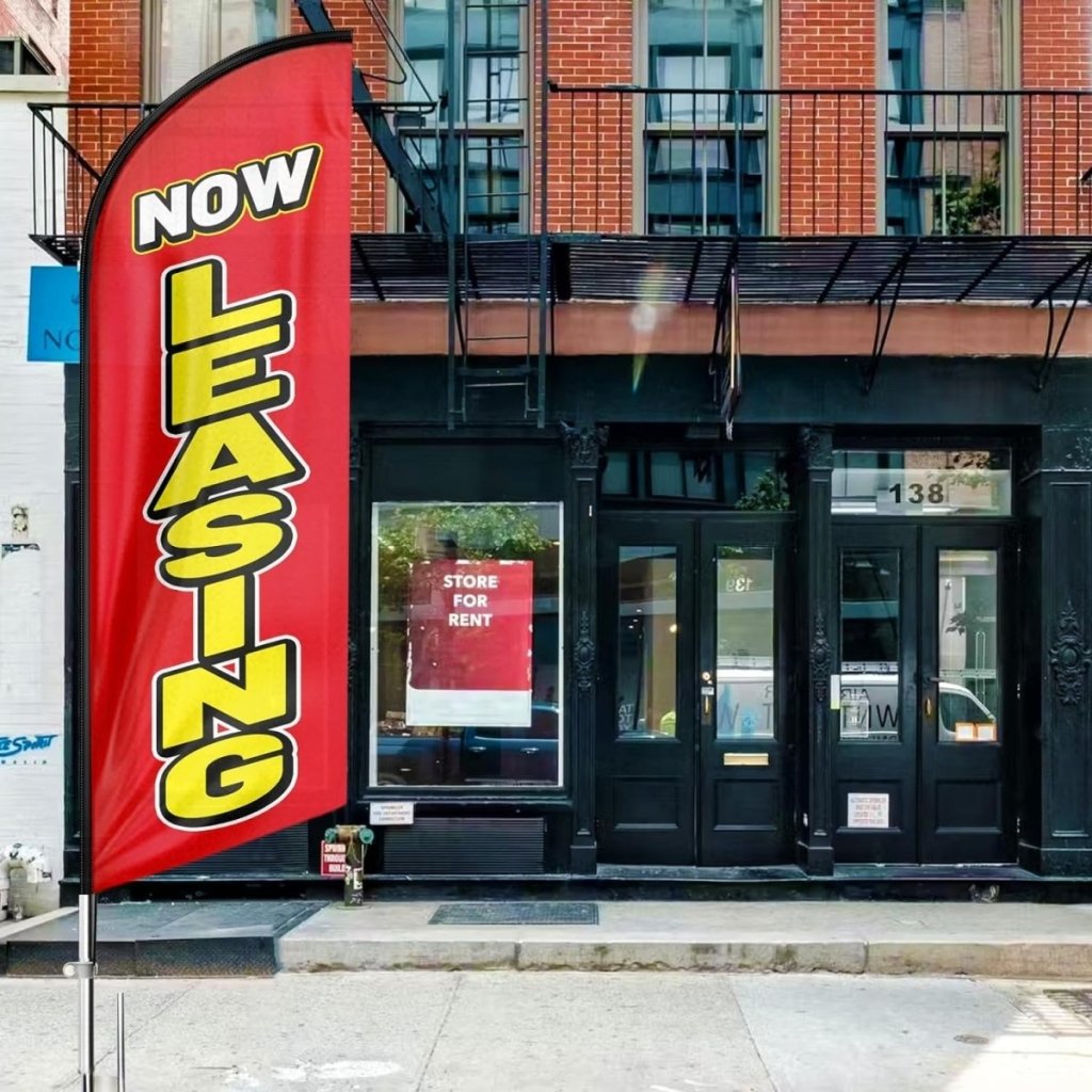 Now Leasing 8FT Red Feather Flag - For Rent Sign（Flagpole Not Included） - FSFlag