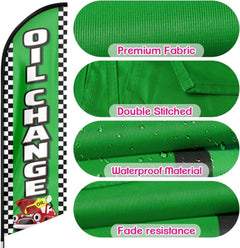 Oil Change Sign - 11Ft Oil Change Feather Flag Pole Kit with Ground Stake - FSFlag