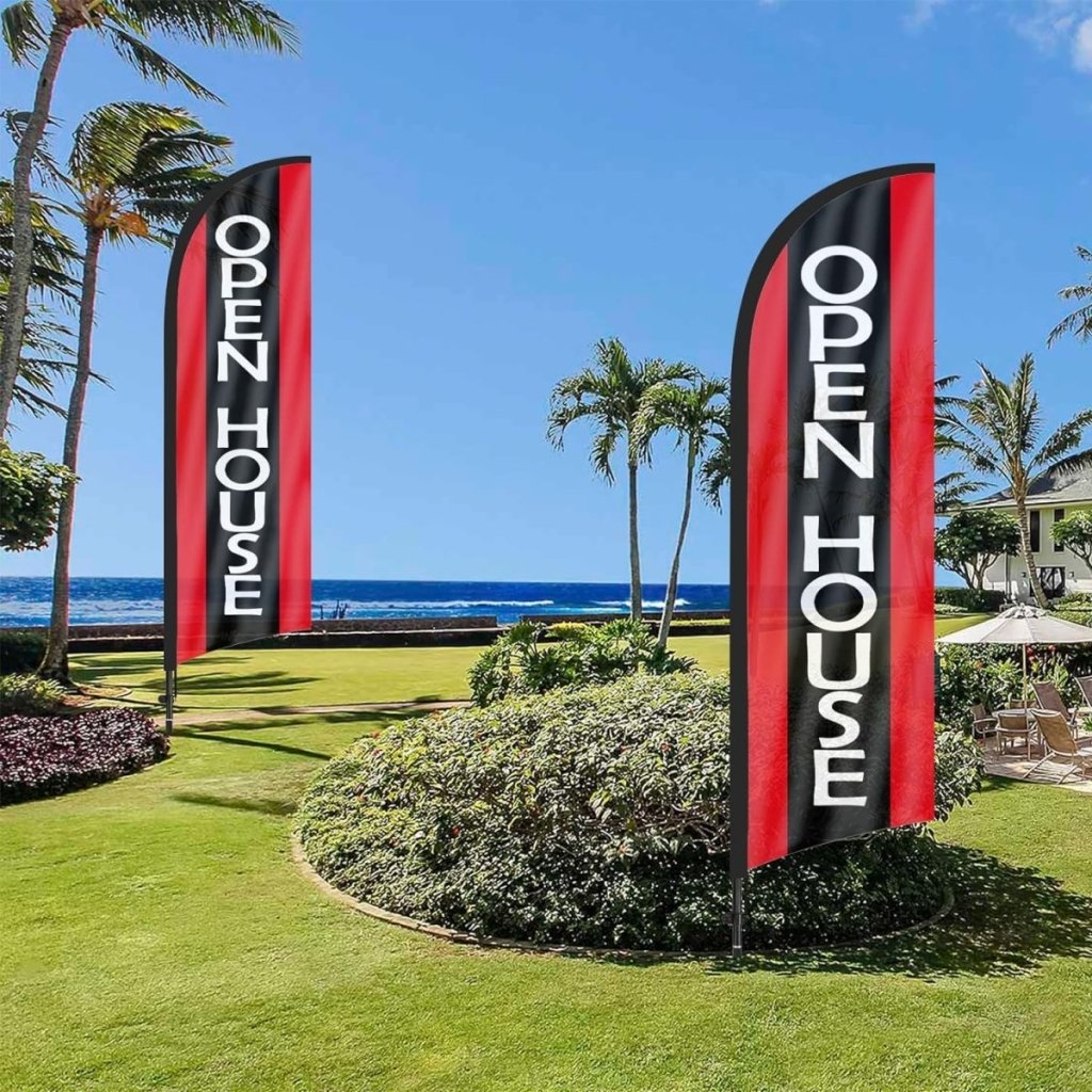 Open House Signs - 8Ft Black Swooper Flag Feather Flag Pole Kit - FSFlag