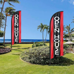 Open House Signs - 8Ft Black Swooper Flag Feather Flag Pole Kit - FSFlag