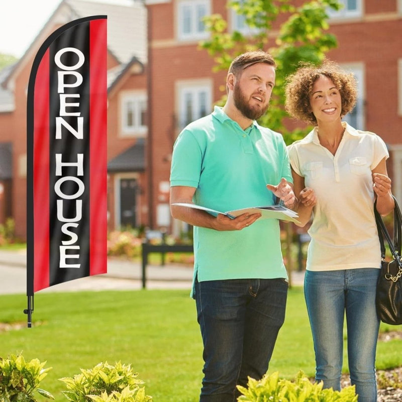 Open House Signs - 8Ft Black Swooper Flag Feather Flag Pole Kit - FSFlag