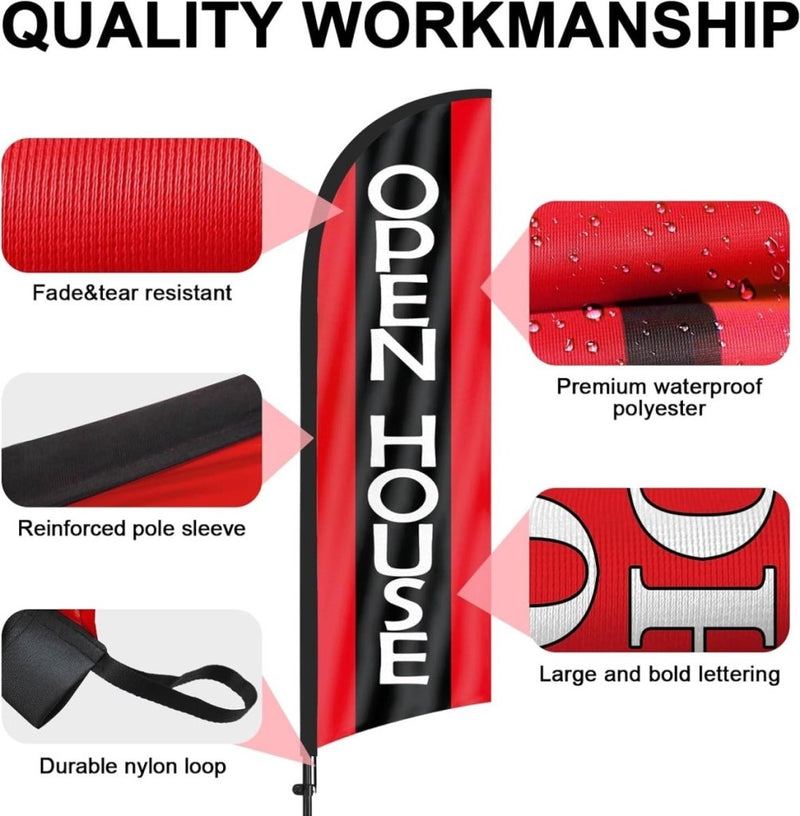 Open House Signs - 8Ft Black Swooper Flag Feather Flag Pole Kit - FSFlag