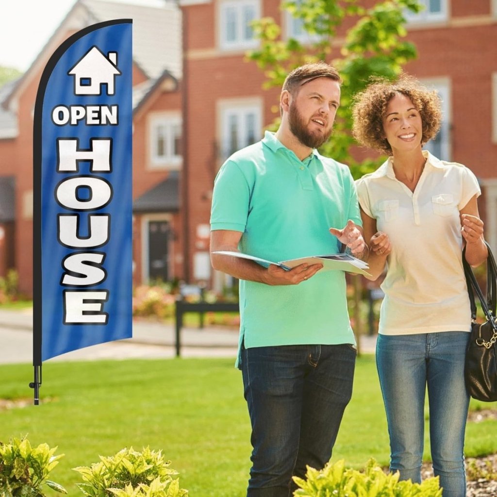 Open House Signs - FSFLAG Blue Swooper Flag Feather Flag Pole Kit - FSFlag