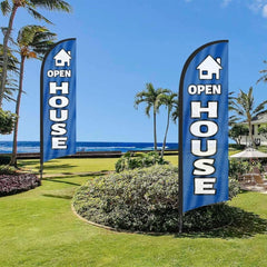 Open House Signs - FSFLAG Blue Swooper Flag Feather Flag Pole Kit - FSFlag