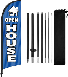 Open House Signs - FSFLAG Blue Swooper Flag Feather Flag Pole Kit - FSFlag