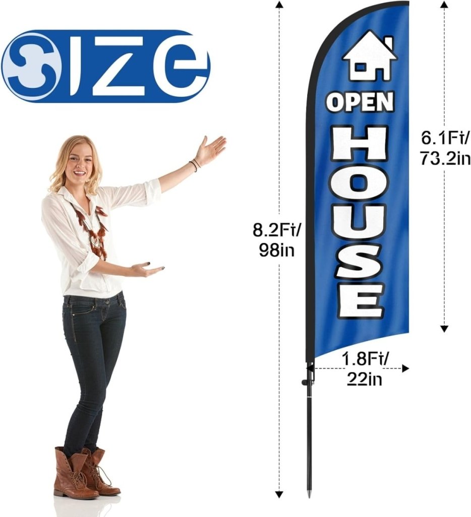 Open House Signs - FSFLAG Blue Swooper Flag Feather Flag Pole Kit - FSFlag