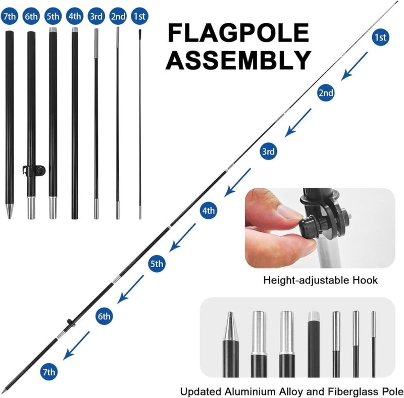 Open House Signs - FSFLAG Blue Swooper Flag Feather Flag Pole Kit - FSFlag