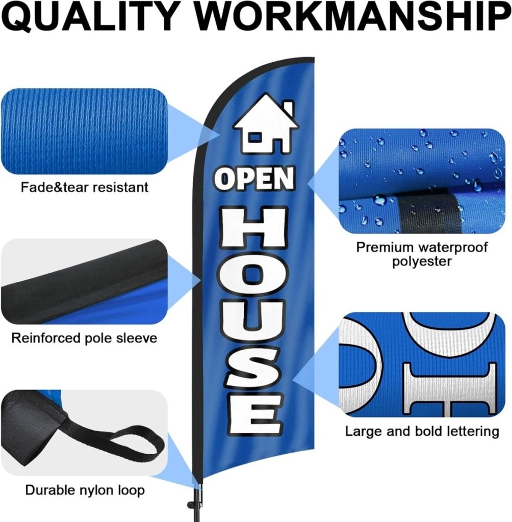 Open House Signs - FSFLAG Blue Swooper Flag Feather Flag Pole Kit - FSFlag
