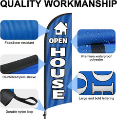 Open House Signs - FSFLAG Blue Swooper Flag Feather Flag Pole Kit - FSFlag