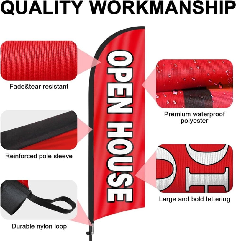 Open House Signs - FSFLAG Red Swooper Feather Flag Pole Kit - FSFlag