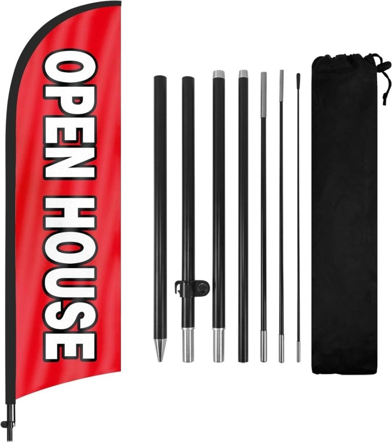 Open House Signs - FSFLAG Red Swooper Feather Flag Pole Kit - FSFlag