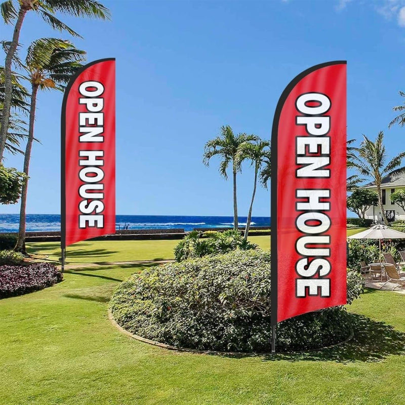 Open House Signs - FSFLAG Red Swooper Feather Flag Pole Kit - FSFlag
