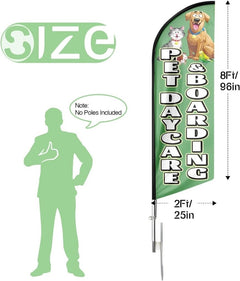 Pet Daycare & Boarding Feather Flag for Advertising (Flagpole Not Included) - FSFlag.
