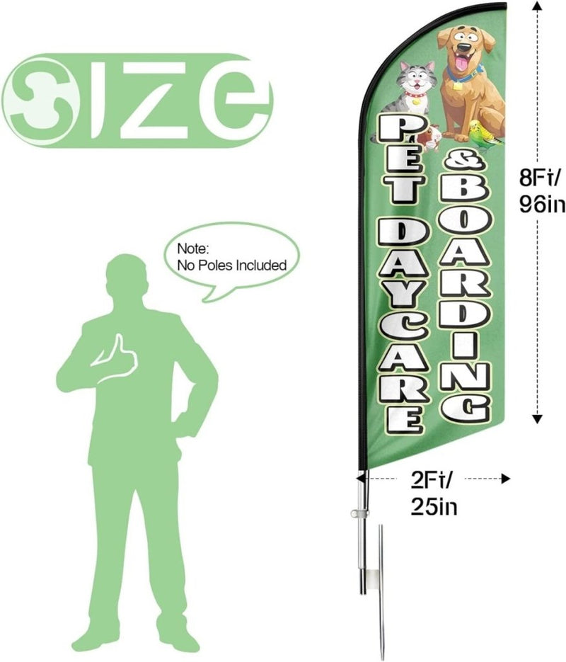 Pet Daycare & Boarding Feather Flag for Advertising (Flagpole Not Included) - FSFlag.