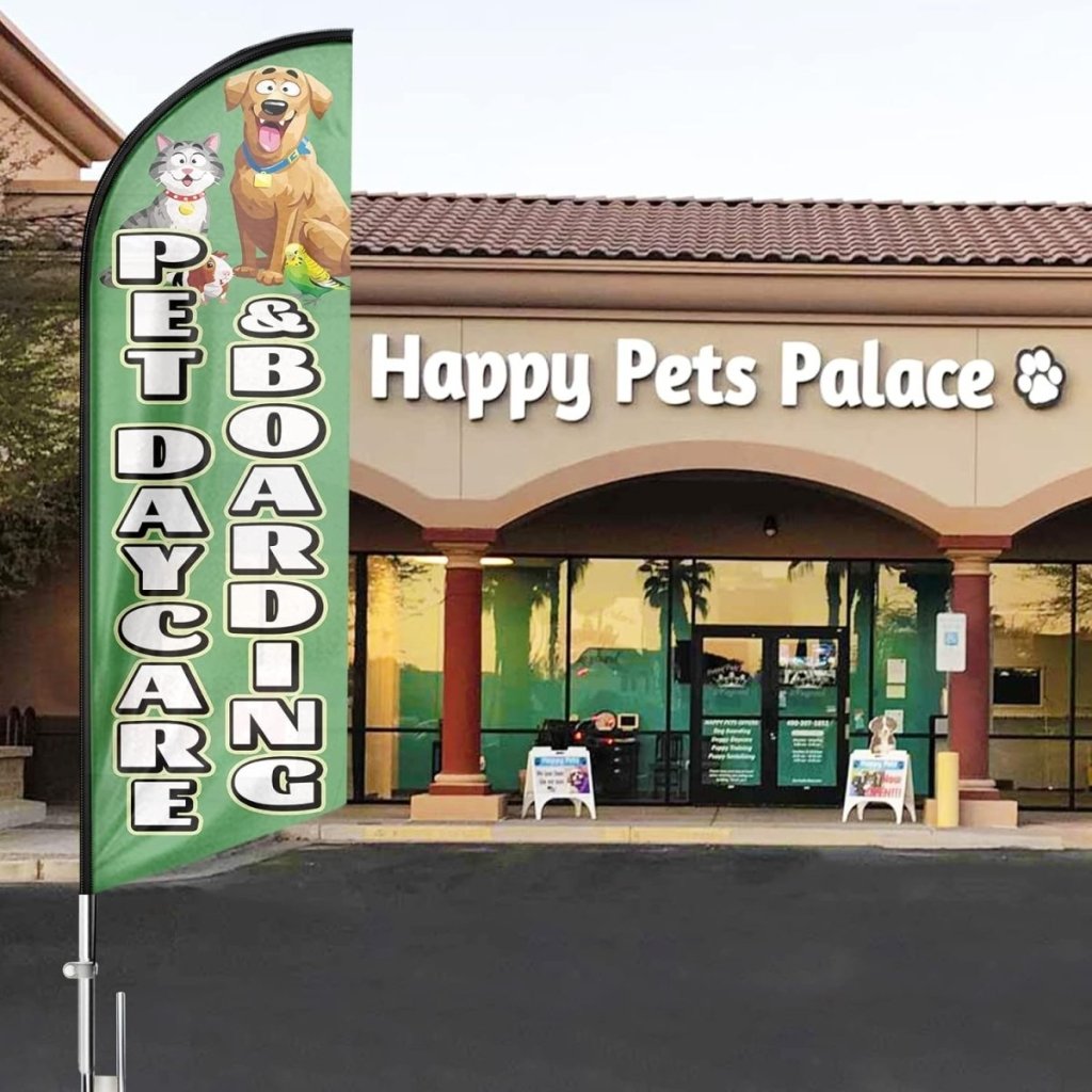 Pet Daycare & Boarding Feather Flag for Advertising (Flagpole Not Included) - FSFlag.