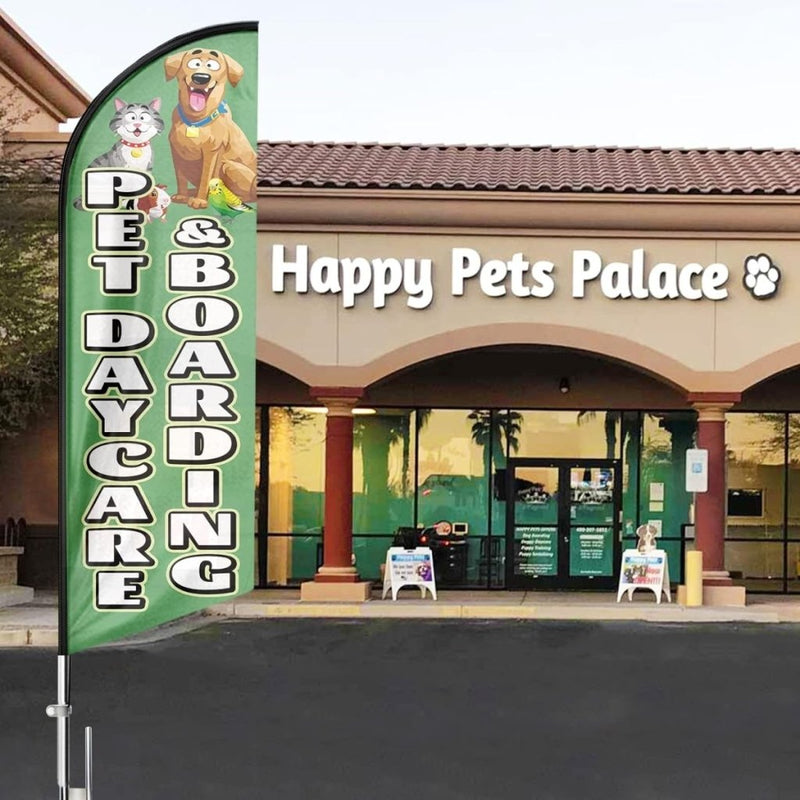 Pet Daycare & Boarding Feather Flag for Advertising (Flagpole Not Included) - FSFlag.