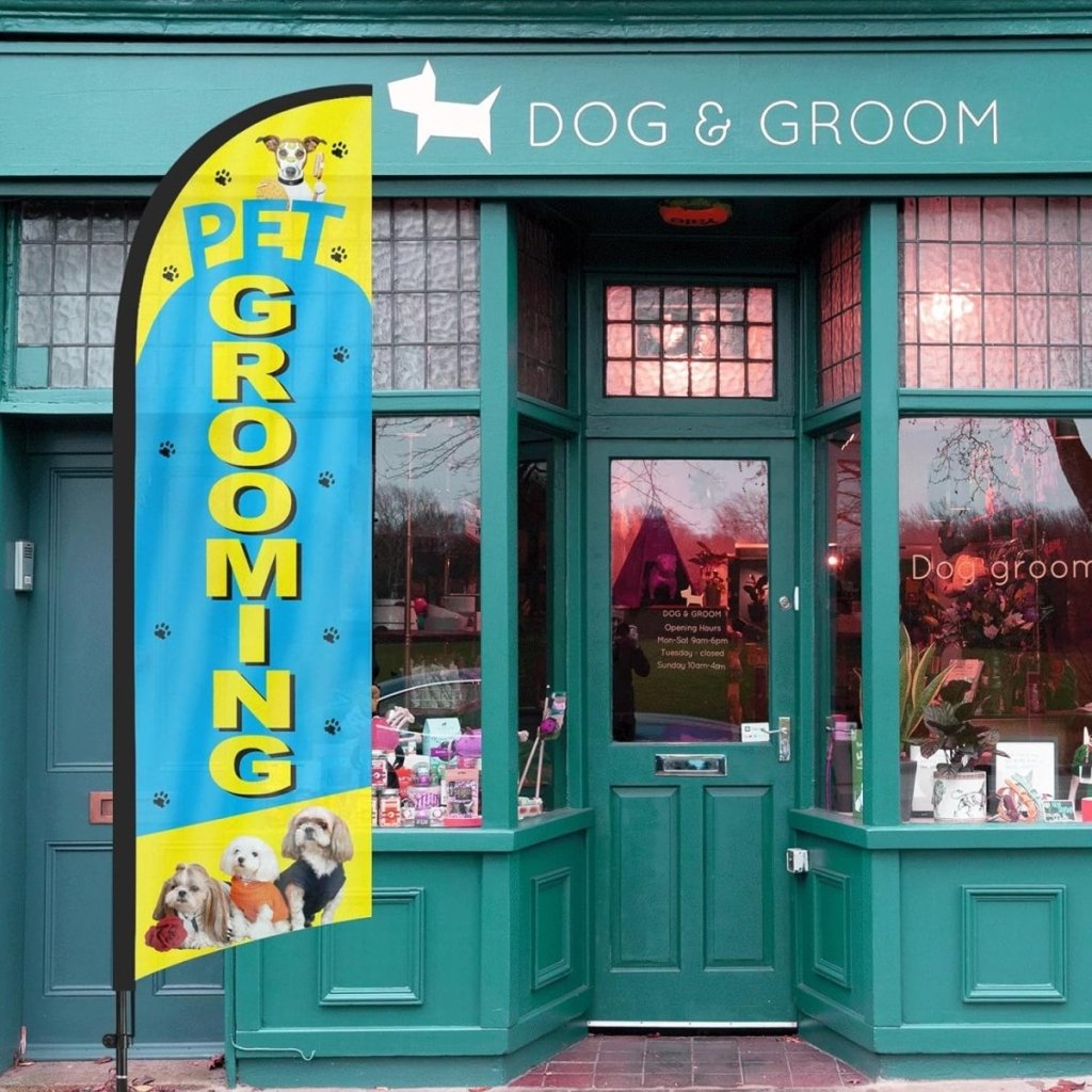 Pet Grooming Signs - 8ft Pet Grooming Feather Flag Pole Kit for Pet Grooming Business - FSFlag