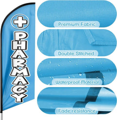 Pharmacy Sign - 8ft Pharmacy Feather Flag for Pharmacy Business（Flagpole Not Included） - FSFlag