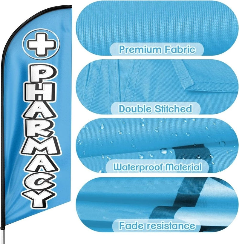 Pharmacy Sign - 8ft Pharmacy Feather Flag for Pharmacy Business（Flagpole Not Included） - FSFlag