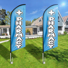 Pharmacy Sign - 8ft Pharmacy Feather Flag for Pharmacy Business（Flagpole Not Included） - FSFlag