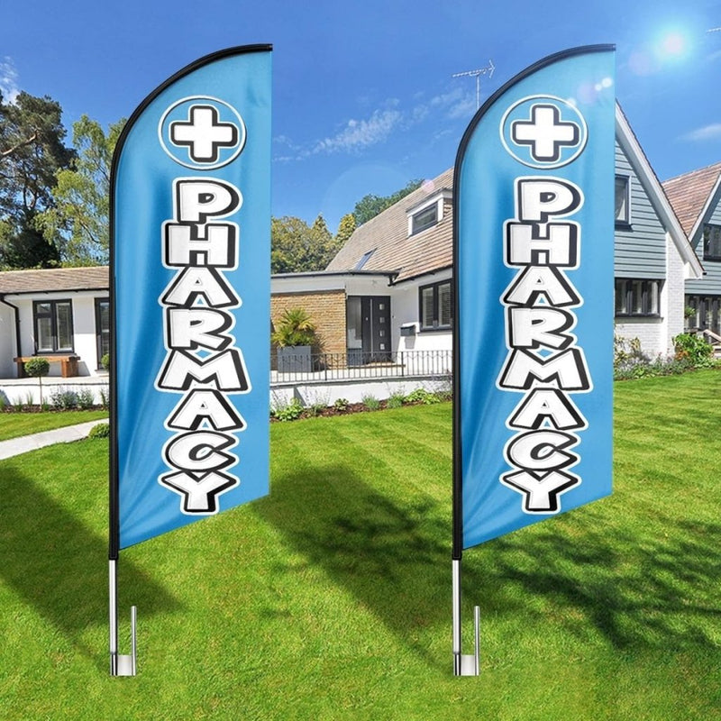 Pharmacy Sign - 8ft Pharmacy Feather Flag for Pharmacy Business（Flagpole Not Included） - FSFlag