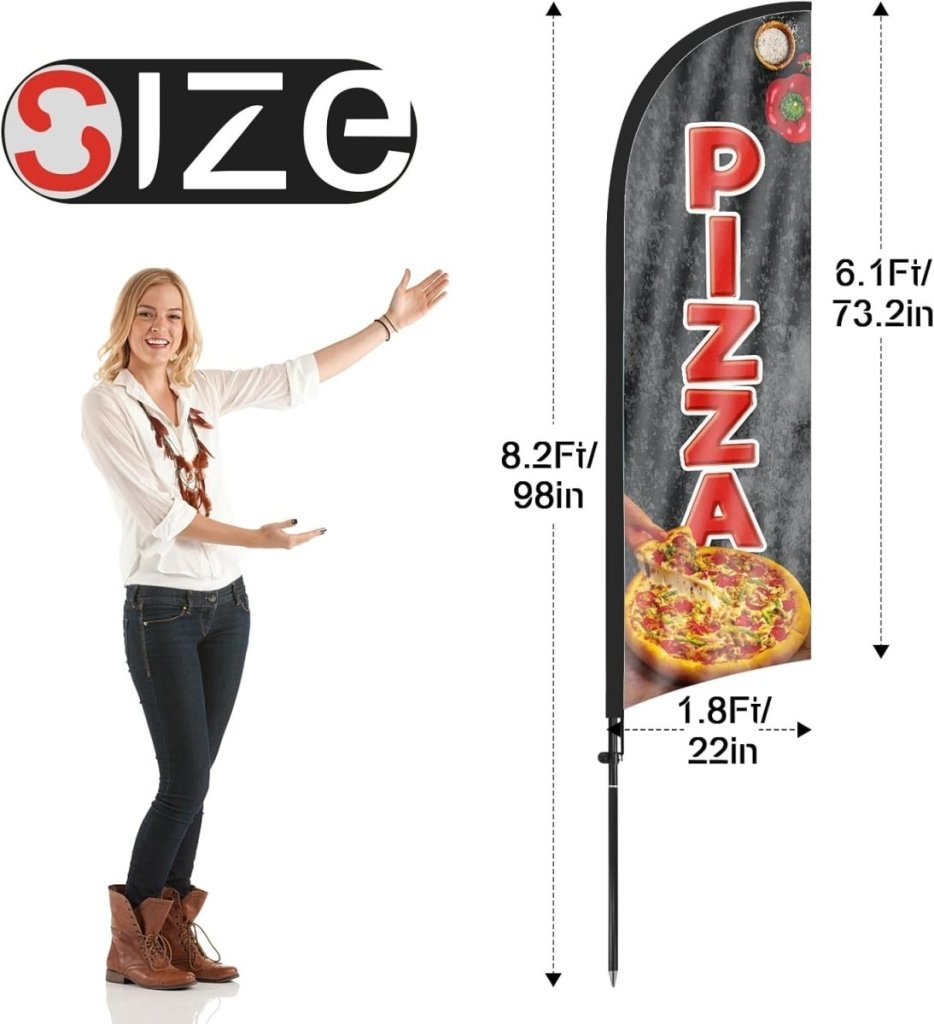 Pizza Flag Kit - 8ft Pizza Feather Flag Kit with Pole and Stake - FSFlag