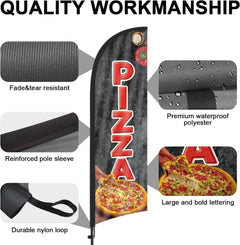 Pizza Flag Kit - 8ft Pizza Feather Flag Kit with Pole and Stake - FSFlag