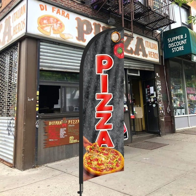 Pizza Flag Kit - 8ft Pizza Feather Flag Kit with Pole and Stake - FSFlag