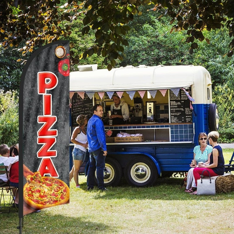 Pizza Flag Kit - 8ft Pizza Feather Flag Kit with Pole and Stake - FSFlag