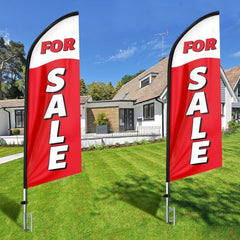 Real Estate For Sale Feather Flag: Advertising Banner with Pole Kit - FSFlag