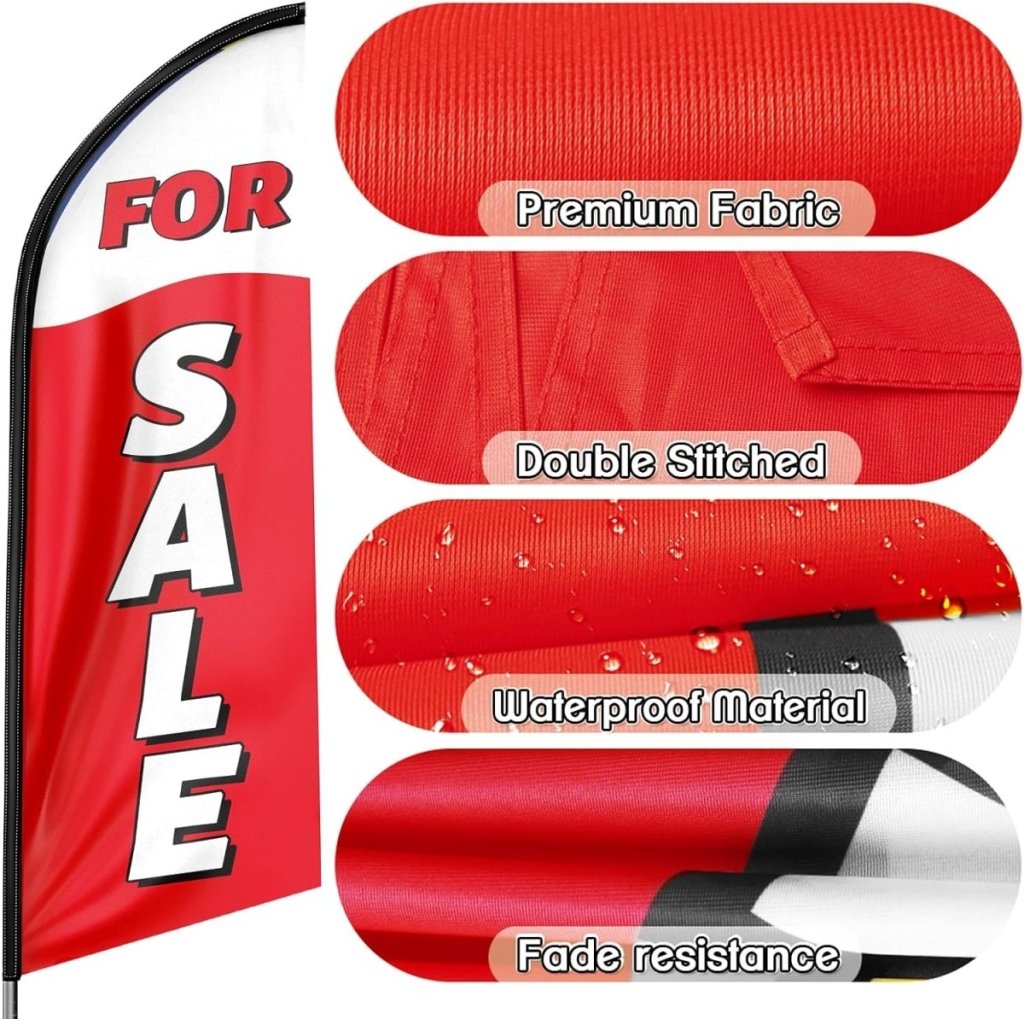 Real Estate For Sale Feather Flag: Advertising Banner with Pole Kit - FSFlag