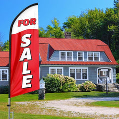 Real Estate For Sale Feather Flag: Advertising Banner with Pole Kit - FSFlag
