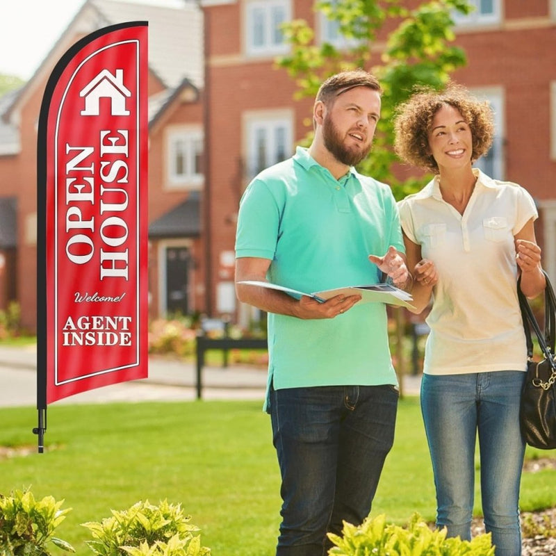 Real Estate Signs - Open House Feather Flag Kit - 8ft - FSFlag