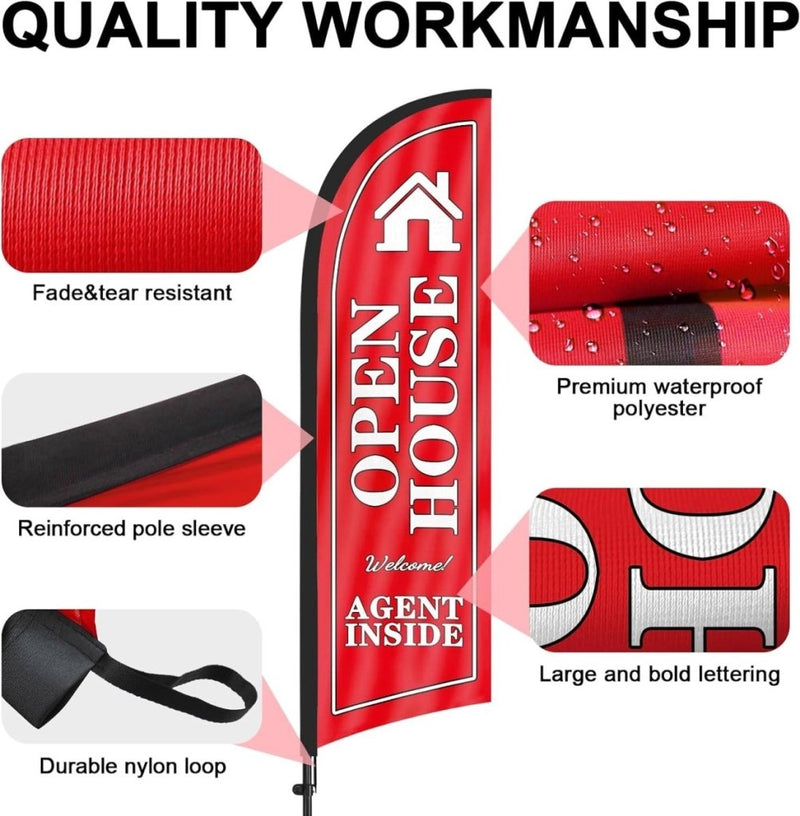 Real Estate Signs - Open House Feather Flag Kit - 8ft - FSFlag
