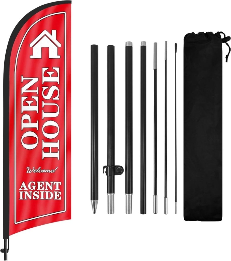 Real Estate Signs - Open House Feather Flag Kit - 8ft - FSFlag
